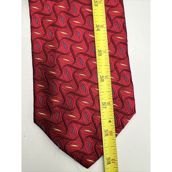 JOS. A. BANK Reserve Men's Silk Necktie‎ ITALY Designer Geometric Red Multicolor - Picture 2 of 9